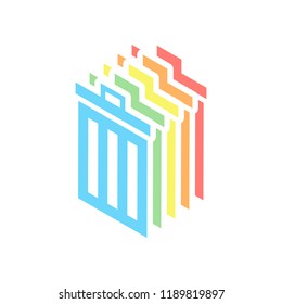 trash bin. simple icon. Stack of colorful isometric icons on white background