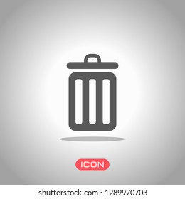trash bin. simple icon. Icon under spotlight. Gray background