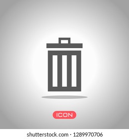 trash bin. simple icon. Icon under spotlight. Gray background