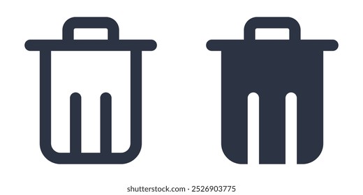 Trash Bin simple icons set designed in filled, outline, line and stroke style