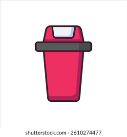 Trash Bin Stylized and Editable Vector Illustration for House Appliances Design Theme.