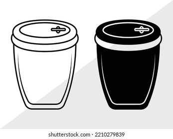Trash Bin SVG Printable Vector Illustration