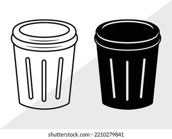 Trash Bin SVG Printable Vector Illustration