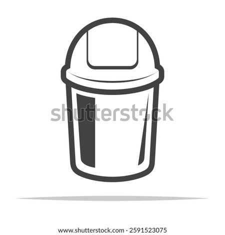 Trash bin with swing lid icon transparent vector isolated