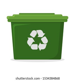 Trash Bin and Tank Icon. Garbage Bin on white Background. Trash Container Symbol, Icon and Badge. Cartoon Vector illustration.