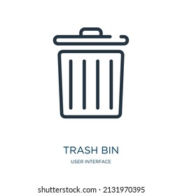 icono de línea delgada de la papelera de basura. basura, iconos lineales de basura del concepto de interfaz de usuario signo de contorno aislado. Elemento de símbolo de ilustración vectorial para diseño web y aplicaciones.
