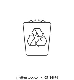 Trash bin thin line icon, garbage outline vector logo illustration, recycle linear pictogram isolated on white