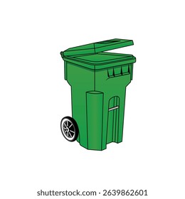 Trash bin with two wheels