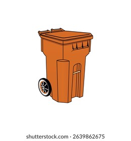 Trash bin with two wheels