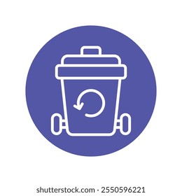 Trash bin Vector Circle Outline Icon . Eps 10 file