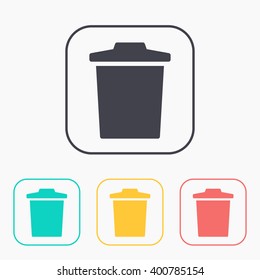 trash bin vector color icon set 