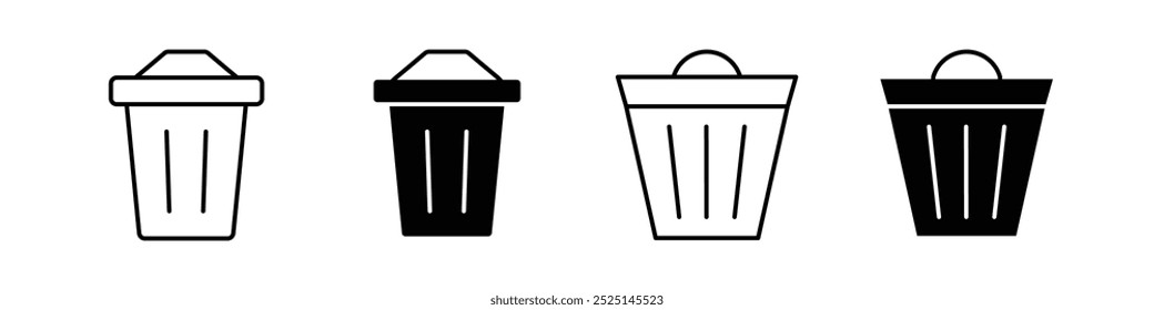 Trash bin vector filled and outlined icons collection set