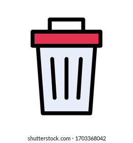 trash bin vector flat color icon 