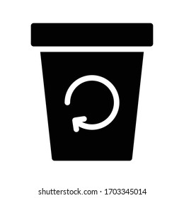 trash bin vector glyph flat icon 