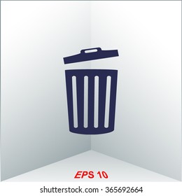 Trash bin vector icon.