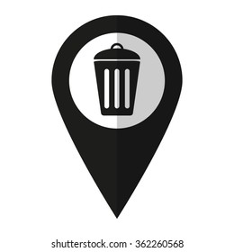 Trash bin - vector icon;  black map pointer