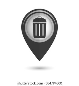 Trash bin - vector icon;  black map pointer