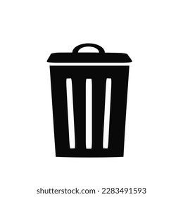 Trash bin vector icon in flat design, garbage, dustbin icon isolated on white background.