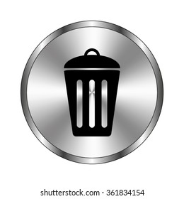 Trash bin - vector icon;  metal button