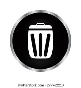 Trash bin - vector icon on a black button