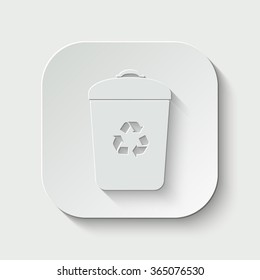 trash bin vector icon - paper illustration