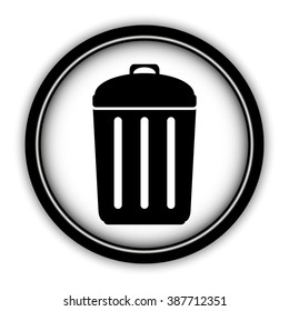 Trash bin - vector icon; round  button with shadow