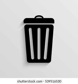 Trash bin vector icon with  shadow
