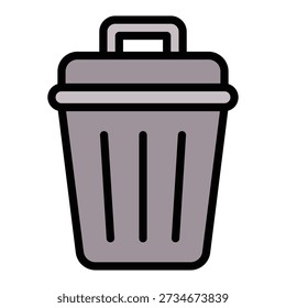 Trash Bin Vector Icon, User Interface Related Lineal Colour Style Vector Icon.
