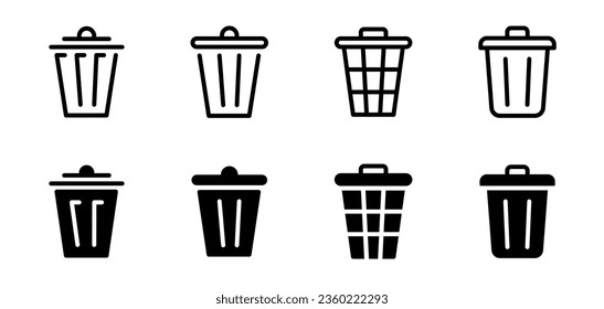 Trash bin vector icons. Rubbish bin icons. Garbage icon set. EPS 10