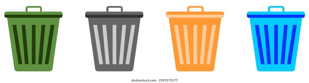 Trash bin vector icons. Rubbish bin icons. Garbage icon set. EPS 10