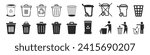 Trash bin. Vector isolated icons. Trash can icons and recycle icons set