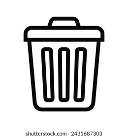 Trash bin. Vector isolated icons. Black vector trash dusbin sign icon isolated elements.