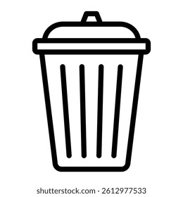 Trash Bin Vector Line Icon Design