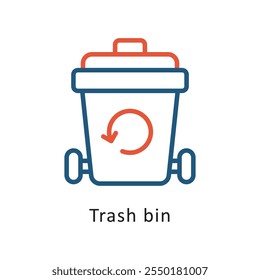 Trash bin Vector Two Color Outline IconIcon. Eps 10 file