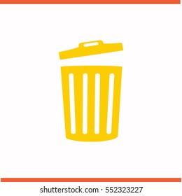 Trash bin vector yellow icon on white background. Trash bin symbol stock bitmap illustration. Business picture.