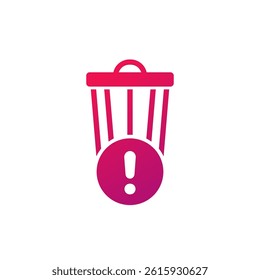 trash bin warning icon on white