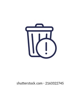 trash bin warning line icon on white