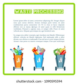 Trash bin. Waste separation. Poster and banner recycling garbage. Colorful icon. Isolated object.