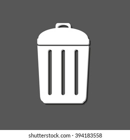 Trash bin - white vector  icon with shadow