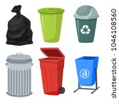 Trash bins collection islotaed on white background.