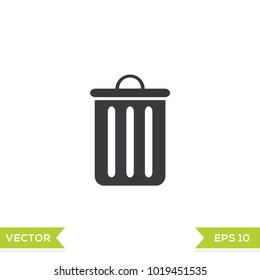 trash black web icon flat on white background vector template illustration 