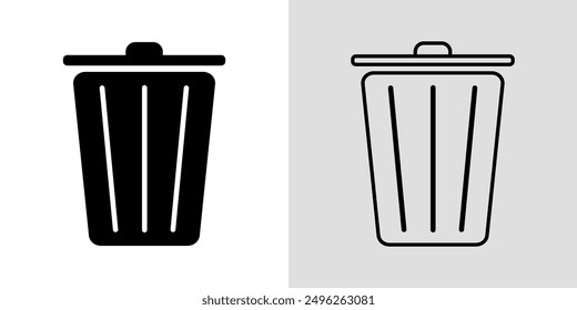 Trash black and white vector icons set.