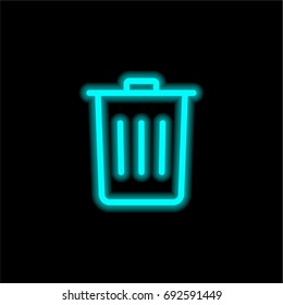 Trash blue glowing neon ui ux icon. Glowing sign logo vector