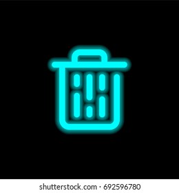 Trash blue glowing neon ui ux icon. Glowing sign logo vector