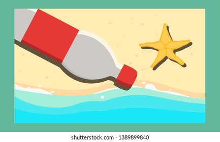 trash bottle plastic on beach 