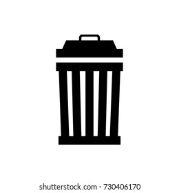 Trash box icon in flat design.