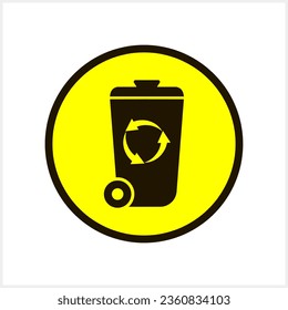Trash box icon isolated. Yellow button Recycled symbol. Vector stock illustration. EPS 10