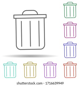 Trash box multi color icon. Simple thin line, outline vector of cleaning icons for ui and ux, website or mobile application