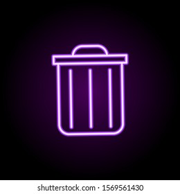 Trash box neon icon. Simple thin line, outline vector of cleaning icons for ui and ux, website or mobile application