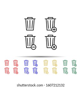 trash, box, plus, remove, minus sign multi color style icon. Simple thin line, outline vector of web icons for ui and ux, website or mobile application
